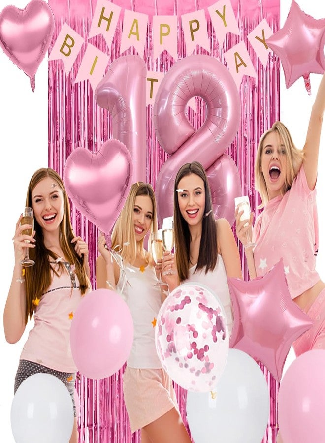زينة حفلة عيد الميلاد الثامن عشر باللون الوردي، زينة عيد الميلاد الثامن عشر للفتيات، زينة حفلة عيد الميلاد الثامن عشر باللون الوردي لها، لافتة عيد ميلاد سعيد الثامن عشر، لوازم حفلات عيد الميلاد الثامن عشر للفتيات والسيدات - Image 5